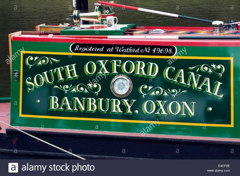 Sign writing on side of narrowboat Stock Photo Sign Writing, Green Background, Green Backgrounds, Photo Image, Siding, Oxford, High Resolution, Stock Images, Resolution