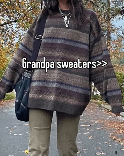 How To Style A Grandpa Sweater, Grampa Sweaters Aesthetic, Grandpa Sweater Outfit Aesthetic, Grandpa Core Outfits, Grandpa Sweater Aesthetic, Grandpa Sweater Outfit, Grandpa Style, Sweater Autumn, Careless Whisper