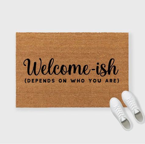 Dorm Welcome Mat, Custom Welcome Mat, Door Mat Sayings, Door Mat Designs, Custom Door Mat, Welcome Mat Ideas Funny, Door Mat Funny, Door Mats Outdoor, Doormat Funny