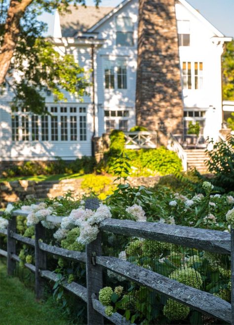 Brittany Bromley Transforms a 19th Century Farmhouse - The Glam Pad Brittany Bromley, Juliska Country Estate, 19th Century Farmhouse, Bedford New York, White Porch, New England Farmhouse, Country Fences, Century Farmhouse, Farmhouse Landscaping