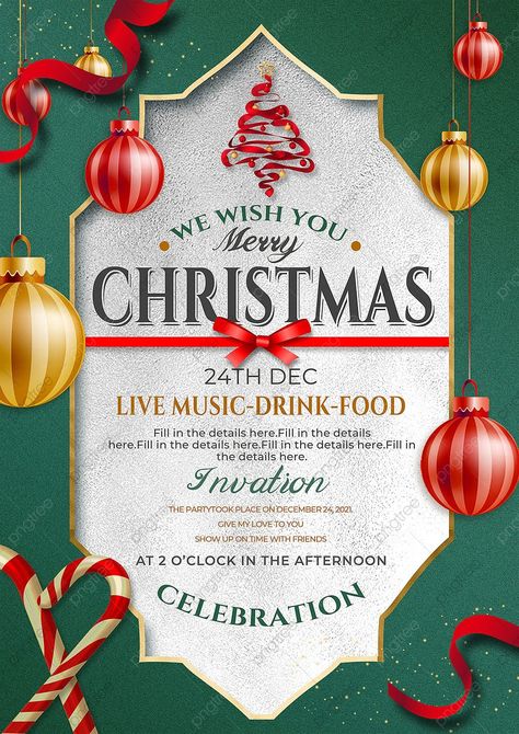 Green Invitation Template, Green Invitation, Invitation Card Party, Merry Christmas Poster, Christmas Graphic Design, Green Invitations, Lights Decoration, Merry Christmas Background, Illustration Kids