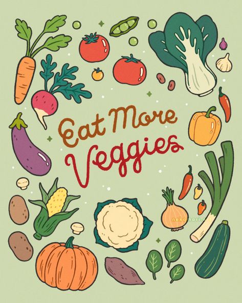 Vegetable Doodle Art, Nutrition Month Drawing, Nutrition Month Poster, Doodle Vegetables, Fruits And Vegetables Illustration, Food Drawing Easy, Vegetable Poster, Bedroom Art Painting, Very Easy Drawing