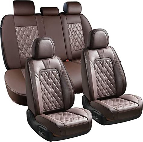 Limited-time deal: Coverado Car Seat Covers Full Set, 5 Seats Universal Seat Covers for Cars,Luxury Leathaire Seat Cushions, Seat Protectors Waterproof Dirt-Resistant UV-Resistant Seat Covers Fit for Most Vehicles Brown Heated Car Seat Covers, Car Seat Protector, Leather Car Seat Covers, Leather Car Seats, Leather Seat Covers, Back Seat Covers, Seat Protector, Cars Luxury, Fit Car