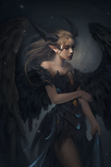 ArtStation - Maelstrom, Lee Kent An Angel, In The Dark, A Woman, Angel, Black, Art