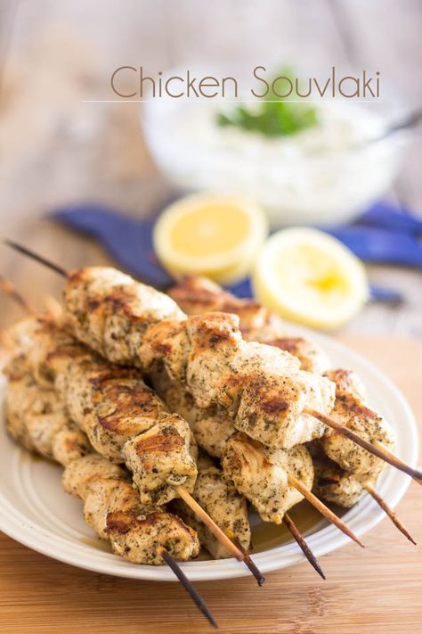 Chicken Souvlaki | thehealthyfoodie.com..."These authentic Chicken Souvlaki are so stupid easy to make and so crazy good, you'll probably want to eat nothing but that all summer!" Easy Paleo Chicken, Souvlaki Recipe, Fruit Kebabs, Chicken Souvlaki, Easy Summer Dinners, Paleo Chicken Recipes, Kebab Recipes, Easy Paleo, Chicken Skewers