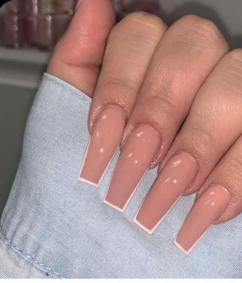 Acrylic Nails Nude, White Tip Nails, Acrylic Pink, Nagel Tips, White Acrylic Nails, Her Nails, Simple Acrylic Nails, Long Acrylic Nails Coffin, Long Square Acrylic Nails