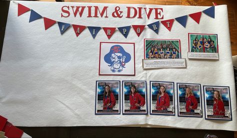 Felt background, Cricut letters and cutting, team photos and senior photos Swim Team Bulletin Board, Swim Team Bulletin Board Ideas, Team Bulletin Board Ideas, Team Bulletin Board, High School Swim Team, Bulletin Board Design, Locker Decorations, Bulletin Board Ideas, Swim Team