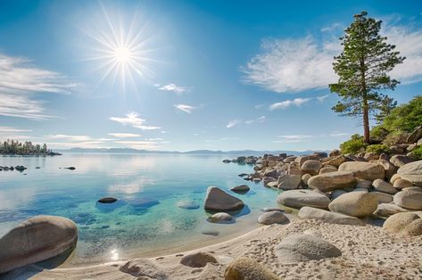 The 6 Most Stunning Lake Tahoe Beaches for a Day in the Sun Torch Lake Michigan, Lake Tahoe Beach, Beach Shoreline, Tahoe Trip, Torch Lake, Indiana Dunes, Lake Tahoe California, Lake Beach, Hidden Beach