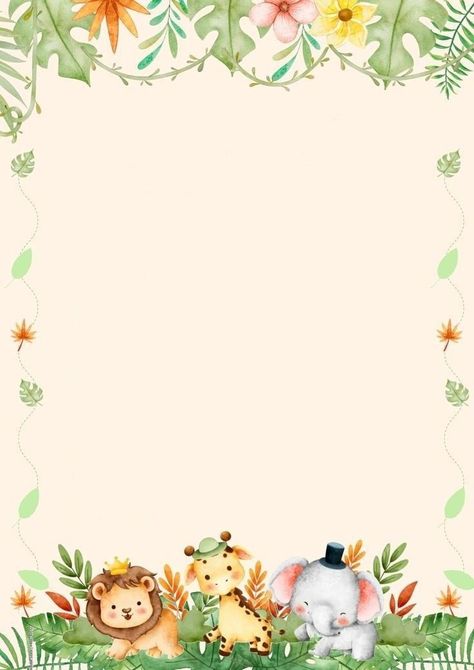 Fundo Safari Baby, Safari Background, Safari Invitations, Safari Animals Birthday, Baby Shower Sweets, Animal Birthday Invitation, Jungle Theme Birthday, Creative Gift Wraps, Wild One Birthday Party