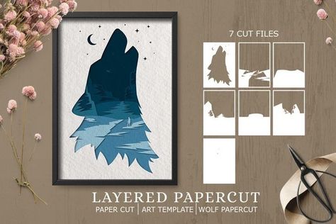 Forest Papercut, Paper Cut Art Templates, Kirigami Templates, Cut Out Art, Paper Cutout Art, Layered Art, Silhouette Stencil, Products Design, Paper Art Craft