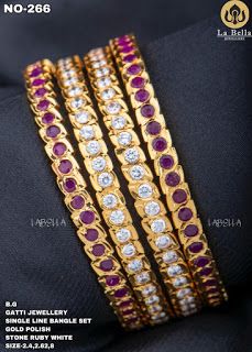 Labella New Collection December 2020 - Indian Jewelry Designs Stone Bangles Gold, Indian Brides Jewelry, Simple Gold Bangle, Plain Gold Bangles, Ruby Jewelry Necklaces, Stone Bangles, Ruby Bangles, Diamond Pendant Jewelry, Gold Temple Jewellery