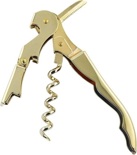 Amazon.com: Oenophilia Duo-Lever Professional Waiters Corkscrew - Plated, Gold: Home & Kitchen Wine Key, Wine Corkscrew, Wine Tools, Steps Design, Corkscrews, Wine Bottle Opener, Stainless Steel Hinges, Kit Home, Wine Gift