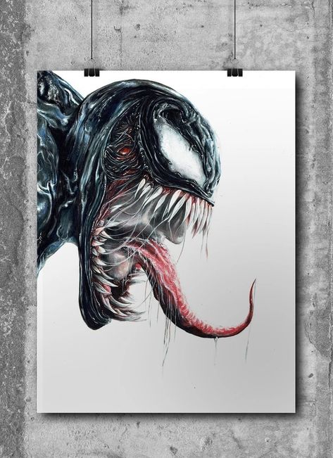 Movie Posters Horror, A4 Drawings, Posters Horror, Venom Pictures, A Hand Drawing, Boba Fett Art, Colored Pencil Artwork Ideas, Carnage Marvel, Pencil Drawing Images