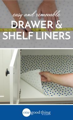 Drawer and shelf liners are an easy way to freshen up the look of your kitchen. Learn how to make your own liners using easy-to-clean oilcloth! Diy Drawer Liners, Kitchen Shelf Liner, How To Make Drawers, Kitchen Cabinet Liners, Homemade Fabric Softener, Diy Shelf, Shelf Cover, Drawer Shelf, Shelf Paper