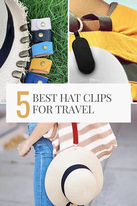 Tired of losing your hat while traveling? We've got you covered with this hat clip for travel! Keep your hat safe and secure while on the go with this handy accessory. Don't let the wind take away your favorite hat ever again! Hat Clips For Travel, Diy Hat Clip For Travel, Hat Clip For Travel, Belly Bands For Dogs, Diy Magnets, Hat Clip, Hat Holder, Travel Hat, Hat Clips