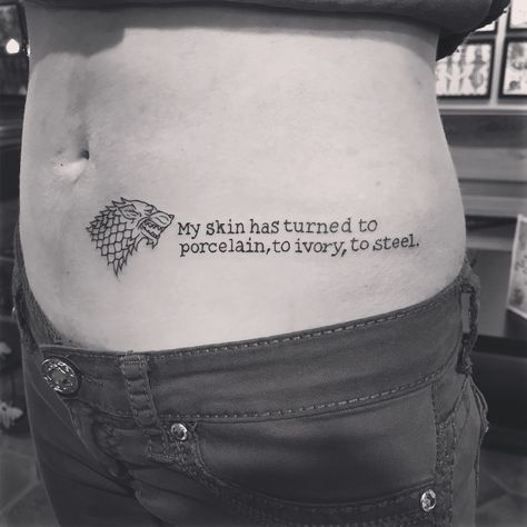 Porcelain Ivory Steel Tattoo, Sansa Stark Tattoo Ideas, Sansa Stark Tattoo, Game Of Thrones Tattoo Ideas, Porcelain Ivory Steel, Hand Tattoo Images, Game Of Thrones Tattoo, Tattoos Quotes, Quote Tattoo