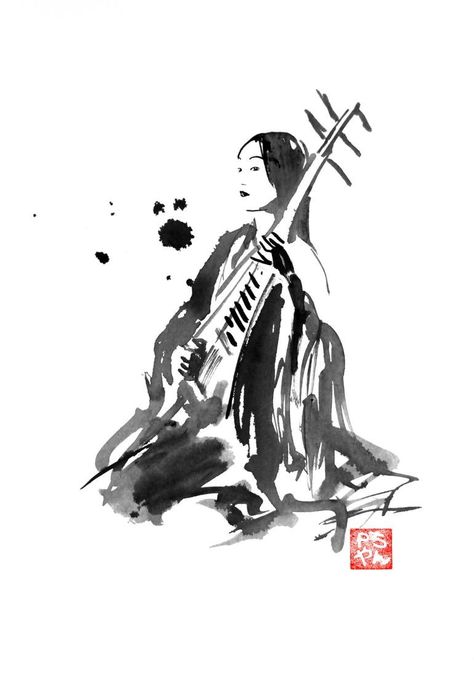 China Ink, Chinese Art Painting, Geisha Art, Chinese Brush Painting, Tinta China, Sumi Ink, Indian Folk Art, Art Japonais, Art On Paper