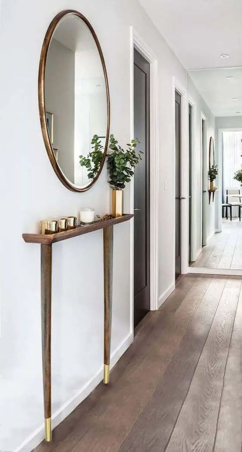 Entry Hallway Ideas, Mid Century Modern Living Room Decor, Legs Furniture, Contemporary Entryway, Hall Mirrors, Home Office Inspiration, Entryway Mirror, Paul Mccobb, Hal Decor