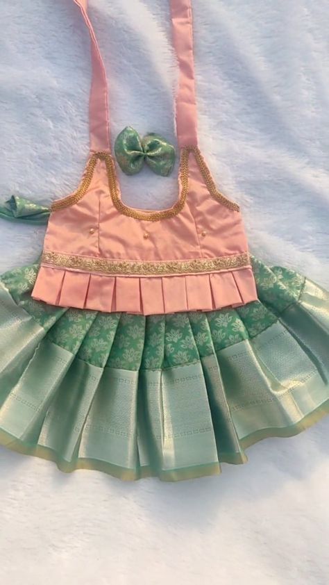 Pattu Langa For New Born Baby, Newborn Pattu Langa, Long Frok, Strawberry Dresses, Traditional Baby Dresses, Consistency Quotes, Pattu Pavadai Designs, 7 Month Baby