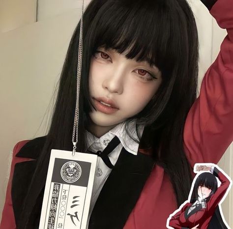 Runa Cosplay, Yumeko Jabami Cosplay, Yumeko Cosplay, Black Color Hairstyles, Kakegurui Cosplay, Jabami Yumeko, Color Hairstyles, Anime Makeup, Yumeko Jabami