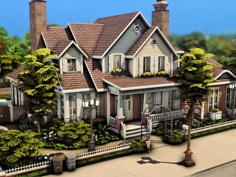 plumbobkingdom's Suburban Family House Large Suburban House Exterior, Sims 4 Suburban House, Suburban House Exterior, Bloxburg Suburban, Suburban Mansion, Suburban Family Home, Suburban Houses, Modern Suburban House, Exterior House Siding