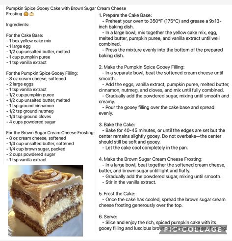 Pumpkin spice gooey cake with brown sugar cream cheese icing Cream Cheese Frosting For Spice Cake, Spice Cake With Brown Butter Cream Cheese Frosting, Pumpkin Spice Gooey Cake Brown Sugar, Pumpkin Spice Gooey Cake With Brown Sugar Cream Frosting, Pumpkin Spice Cake With Maple Glaze, Pumpkin Spice Coffee Cake With Brown Sugar Glaze, Brown Sugar Icing, Gooey Cake, Pumpkin Spice Cake