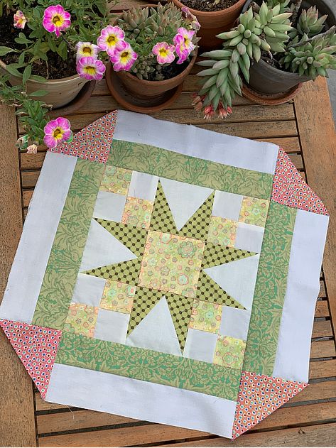 Turn Any Block Into a Pretty Octagon Table Topper - Quilting Digest Octagonal Table Topper Patterns Free, Square Table Topper Patterns, Table Topper Patterns Free, Square Table Topper, Octagonal Table, Quilting Digest, Table Topper Patterns, Octagon Table, Pretty Quilt