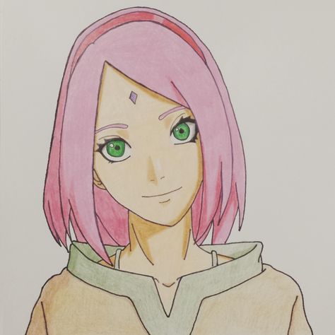 My drawing of Sakura Haruno in Naruto the Last Movie Sakura Drawing Naruto, Sakura Drawing Easy, Sakura Haruno Drawing, Sakura Sketch, Sakura Drawing, Drawing Heads, Drawing Easy, Sakura Haruno, Anime Sketch