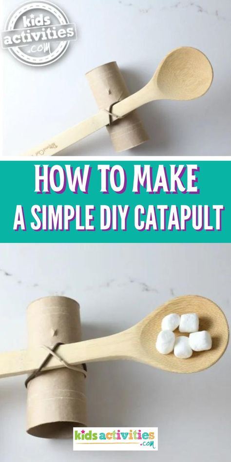 Let's make a catapult! This DIY catapult craft is fun, easy, and educational. Beyond it being a fun and budget-friendly craft it also doubles as a STEM activity. Catapult Craft, Catapult Diy, Catapult For Kids, Diy Catapult, Steam Kids, Stem Activity, Toilet Paper Roll, Stem Activities, Early Childhood Education