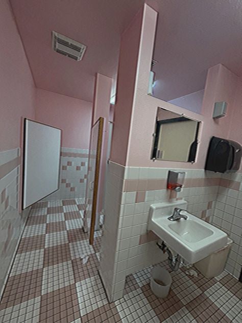 Hospitalcore Aesthetic, Ladies Restroom, Liminal Space, Dreamcore Weirdcore, Strange Places, Cute Bedroom Decor, Weird Dreams, Pink Bathroom, Retro Aesthetic