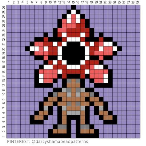 Demogorgon Pattern #29x29 in 2022 | Pixel art pattern, Diy perler bead crafts, Pixel art grid Demogorgon Perler Beads, Stranger Things Beads Pattern, Perler Stranger Things, Pixel Art Pattern Stranger Things, Perler Bead Stranger Things, Stranger Things Crafts Diy Easy, Stranger Things Alpha Pattern, Pixel Art Pattern Easy Cute, Perler Bead Patterns Stranger Things