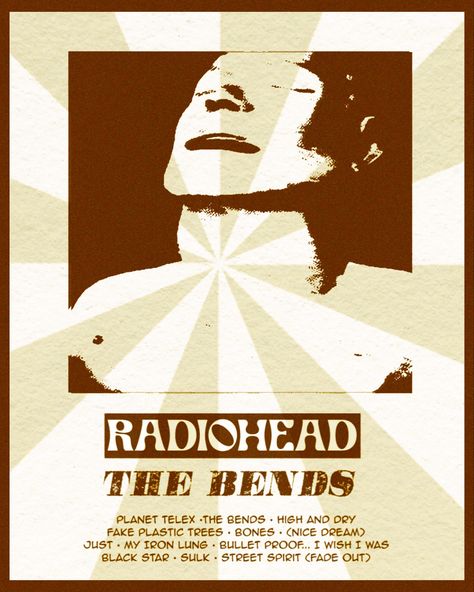 Radiohead The Bends Poster, Radiohead Stencil, The Bends Poster, Radiohead Poster Vintage, Aesthetic Music Posters, Homemade Posters, Radiohead Poster, Radiohead Albums, Radiohead The Bends