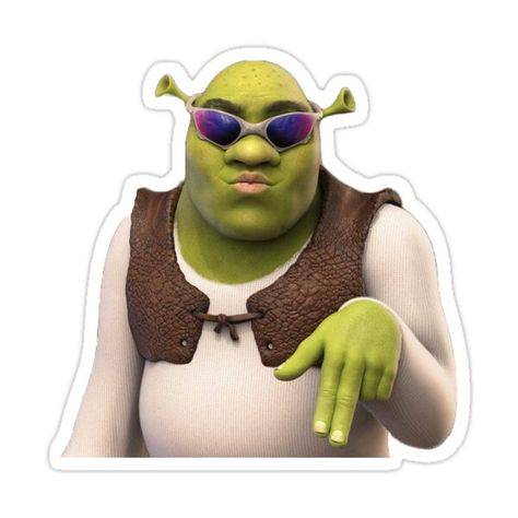 Sunglasses Meme, طابع بريدي, Cute Laptop Stickers, Green Monsters, Meme Stickers, Handmade Gift Wrap, Kiss Cut Stickers, White Stickers, Shrek