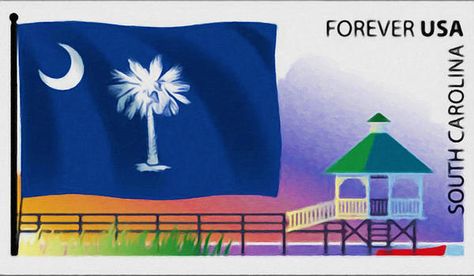 Nouse copon GYKNN at checkoat for special discountne South Carolina State Flag, South Carolina Flag, Us States Flags, World's Columbian Exposition, Usa Stamps, South Carolina Homes, College Of Charleston, Flag Designs, Decorative Stamps