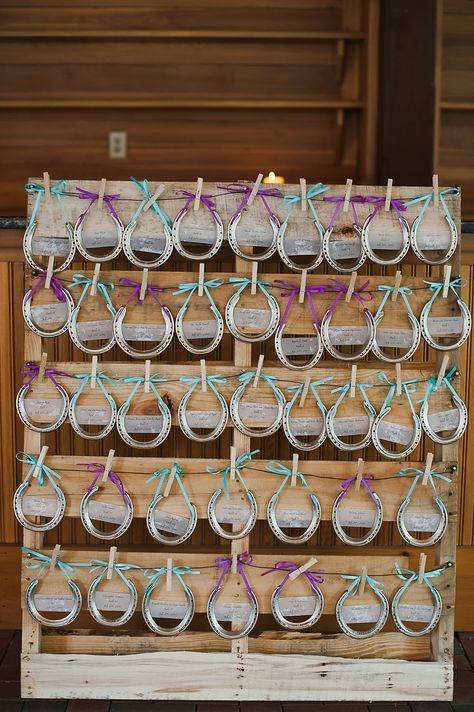 Horseshoe Seating Chart, Horseshoe Wedding Favors, Wedding Horses, Castle Leslie, Horseshoe Wedding, Equestrian Wedding, Western Style Wedding, Wedding Horseshoes, Rustic Inspiration