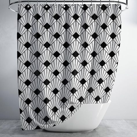 Amazon.com: Bathroom Decor Tall Shower Curtain, Bathroom Art Deco, Tall Shower Curtains, Black White Shower Curtain, Black And White Shower Curtain, Long Shower Curtain, Shower Curtain Modern, Modern Boho Farmhouse, Black Shower Curtain