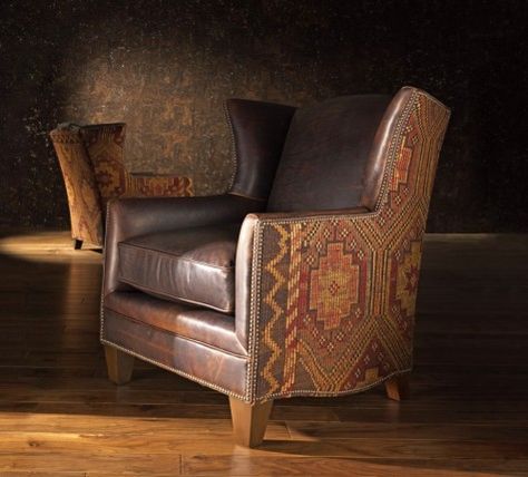 I need a kilim chair. Southwest Accent Chair, Southwestern Chairs, Sitting Ideas, Western Chair, Small Chair For Bedroom, Southwest Furniture, Ranch Furniture, Ranch House Decor, Country Interiors