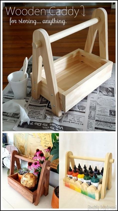 For picnic utensils,etc. FREE BUILDING PLANS {Reality Daydream} #organization #storage Wooden Caddy, Wooden Crafts Diy, Free Building Plans, Wooden Tool Boxes, Unicorn Spit, Wood Craft Projects, Wooden Basket, Small Woodworking Projects, Diy Wooden Projects