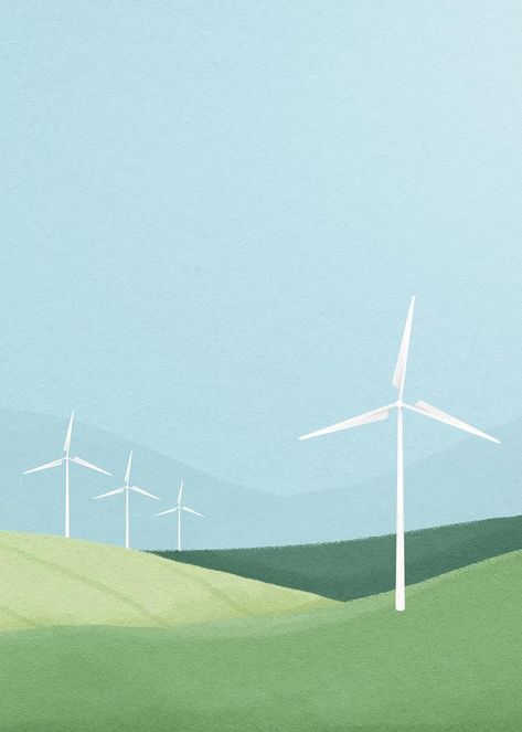 Aesthetic Mobile Wallpaper, Farm Background, Power Aesthetic, Aesthetic Mobile, Wind Farm, Background Watercolor, Farm Art, Green Power, Awesome Designs