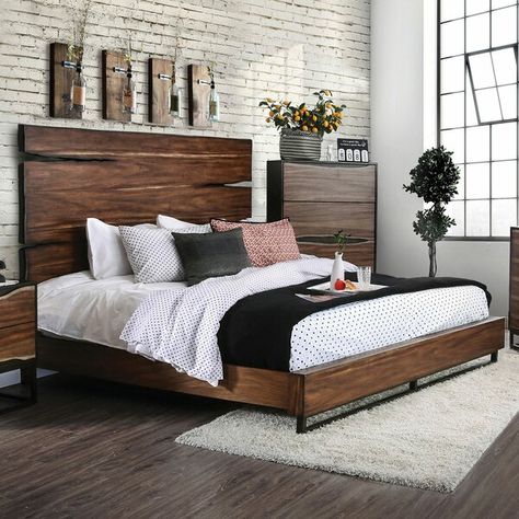 Foundry Select Savoie Wooden Platform Bed | Wayfair Wood Aesthetic, Bed Stand, Adjustable Bed Frame, Wooden Platform Bed, King Bedroom Sets, Standard Bed, Rustic Bedding, Bedroom Sets Queen, Solid Wood Bed