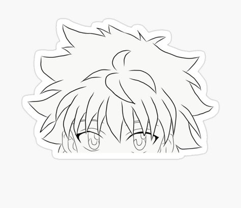 Killua Outline, Galaxy Mug, Homemade Stickers, Anime Printables, Anime Decor, Different Art Styles, Sticker Template, Pin Button, Mini Drawings