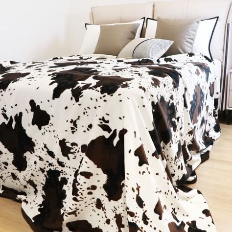 Fleece Cow Print Throw, Soft Flannel Cozy Fuzzy Cow Blankets for Adults, Lightweight for Couch Sofa Bed Office, Throw Size Warm Plush Blankets for All Season 50"×60" Cow Blankets, Cow Print Blanket, Cowhide Decor, Print Throw Blanket, Sofa Bed Office, White Throw Blanket, Queen Blanket, Office Bed, Warm Throw Blanket