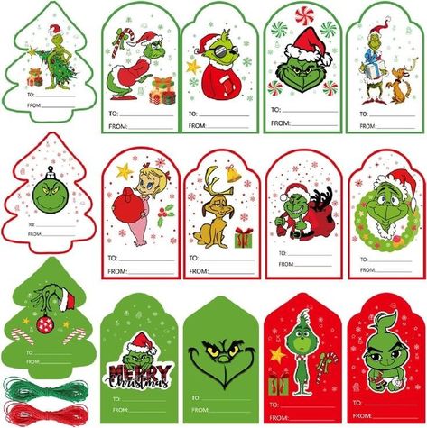 Christmas Gift Tags Template, Xmas Gift Tags, Santa Gift Tags, Cricut Christmas Ideas, Xmas Tags, Grinch Party, Christmas Gift Packaging, Grinch Christmas Decorations, Festive Crafts