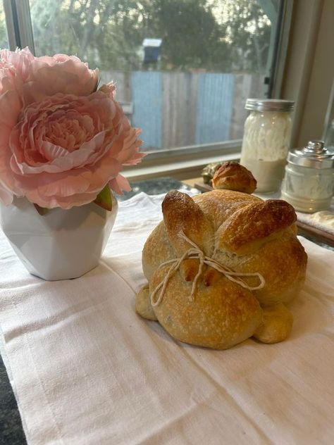 Sourdough Valentines, Bunny Sourdough Bread, Pink Sourdough Bread, Bunny Sourdough, Sourdough Bunny Loaf, Sourdough Bread Rabbit, Easter Bunny Sourdough, Bunny Shaped Sourdough Bread, Einkorn Flour