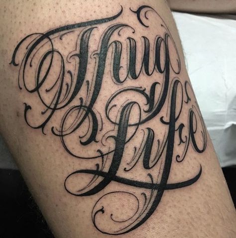 THUG LIFE - - #tattoo #tattoos #letteringtattoo #art #lettering #letters #freehand #drawing #blacktattoo #drawing #design #graphic… Thug Life Tattoo, Tattoo Writing Styles, Story Sketch, Tattoo Bicep, Hip Hop Tattoo, Chest Tattoo Drawings, Loyalty Tattoo, Simple Cross Tattoo, Fonts Style