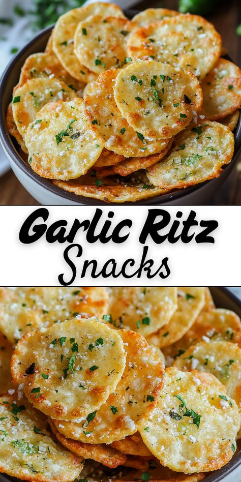 Garlic Ritz Snacks are buttery, crispy crackers infused with rich garlic butter, Parmesan cheese, and herbs—perfect for parties, game nights, or a quick, flavorful snack. Parmesan Ritz Crackers, Garlic Ritz Snacks, Garlic Bread Ritz Bits Recipe, Garlic Ritz Crackers, Ritz Crackers Appetizers, Recipes With Ritz Crackers, Ritz Cracker Recipes Snacks, Ritz Snacks, Crackers Appetizers