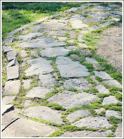 Cabin Porch Ideas, Backyard Rock Garden, Rock Path, Front Yard Patio, Driveway Landscaping, Log Home Decorating, Stone Walkway, Landscape Design Plans, Low Maintenance Landscaping