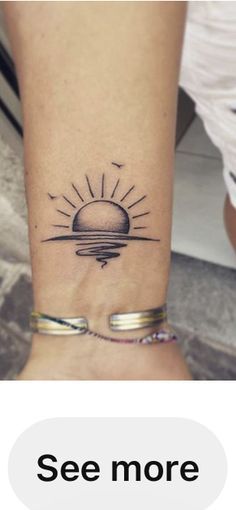 Sunrise Wrist Tattoo, Best Friend Beach Tattoos, Sunrise Tattoo Rising Sun, Millie Tattoo, Sun Rising Tattoo, Sunset Tattoo Ideas, Sea Tattoos For Women, Beach Sunset Tattoo, Rising Sun Tattoos