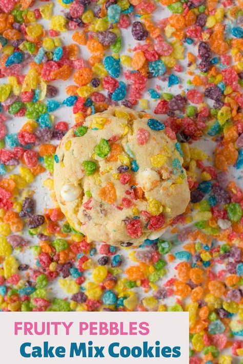 Fruity Pebbles Cake, Fruity Pebbles Cookies, Pebbles Cake, Fruity Pebble Cookies, Fruity Pebbles Cereal, Pebbles Cereal, Cereal Cookies, Cereal Dessert, Marshmallow Cookies