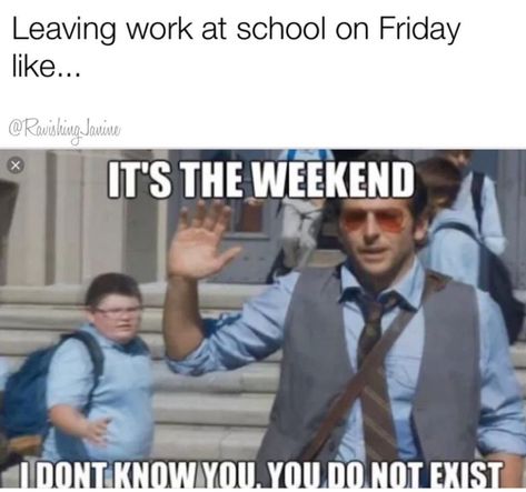 Friday. Friday humor. Memes. Teacher life. The hangover. Weekend Meme, Friday Meme, Today Is Friday, Teacher Problems, I Dont Know You, Favorite Movie Quotes, Pinterest Humor, Great Memes, Teacher Memes